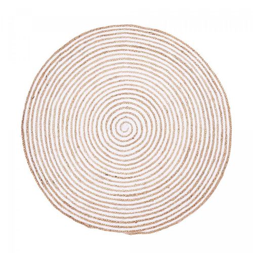 Tapis Rond D.150cm Fait à La Main En Jute Motif Simple Pour Chambre Spiraltry
