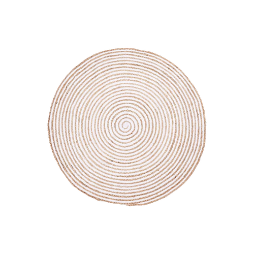 Tapis Rond D.150cm Fait à La Main En Jute Motif Simple Pour Chambre Spiraltry