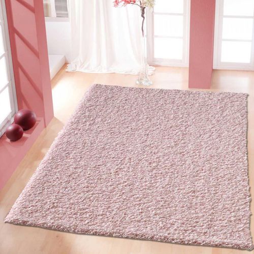 Tapis Shaggy 60x110 Rectangle Tissé Rose Clair Motif Uni Sg Loca