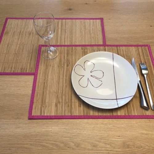 Set De Table Fait à La Machine Lot De 6 Ba 33x48 Beige Et Rose