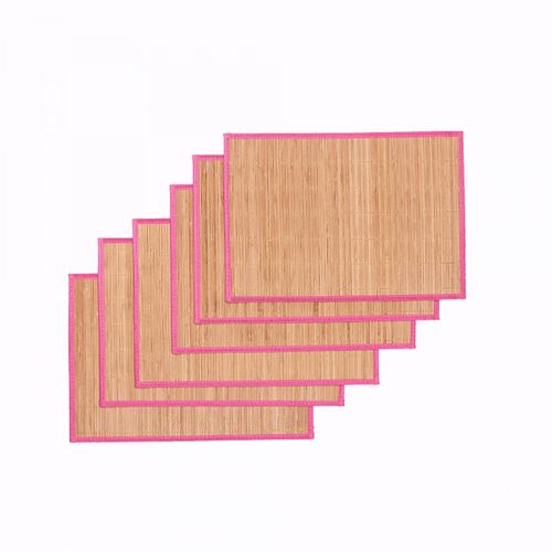 Set De Table Fait à La Machine Lot De 6 Ba 33x48 Beige Et Rose