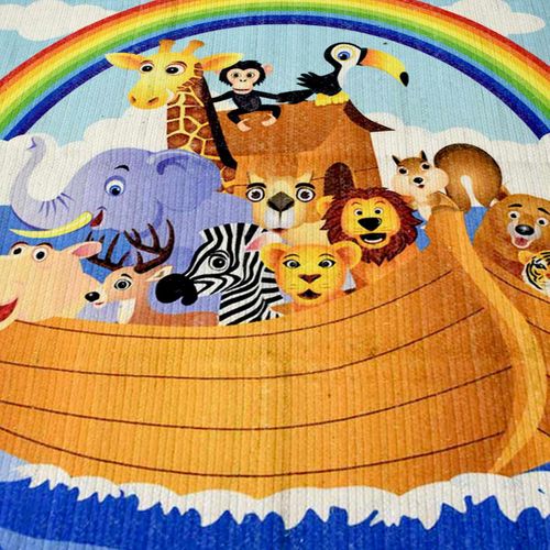 Tapis Enfant, Kilim Reversible 60x110 Fait à La Main Etoile Multicolore