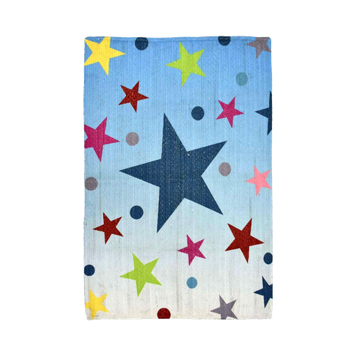 Tapis Enfant, Kilim Reversible 60x110 Fait à La Main Etoile Multicolore
