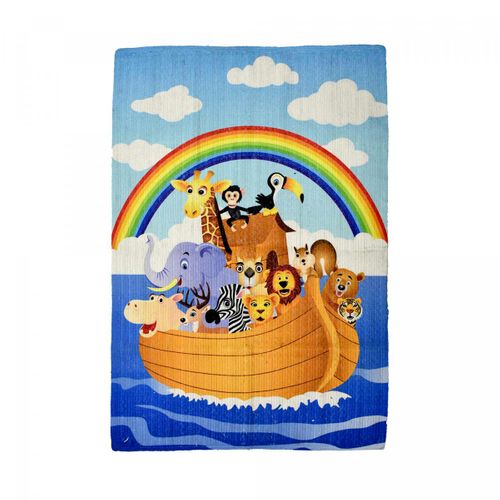 Tapis Enfant, Kilim Reversible 80x150 Fait à La Main Etoile Multicolore