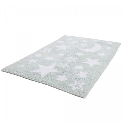 Tapis Enfant 120x170 En Coton Bio Lavable 30° Night Vert D'eau