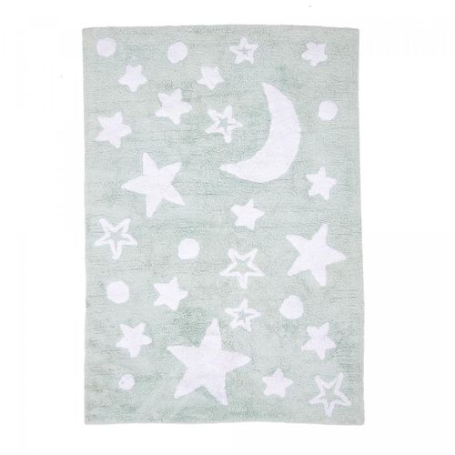 Tapis Enfant 120x170 En Coton Bio Lavable 30° Night Vert D'eau