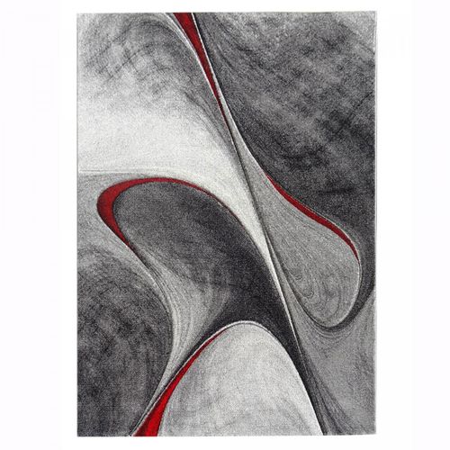 Tapis Salon 200x200 Tissé Rouge Et Gris Carré Motif Géométrique Lyn8 Madila