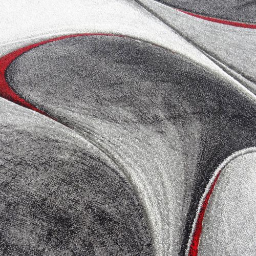 Tapis Salon 200x200 Tissé Rouge Et Gris Carré Motif Géométrique Lyn8 Madila