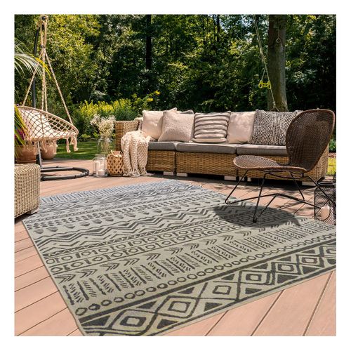 Tapis Extérieur, Kilim Reversible 120x170 Lyn2 Ao Reversible Gris Et Crème