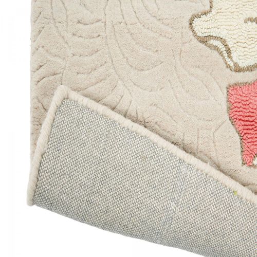 Tapis Salon 200x280 Fait à La Main En Laine Beige Et Corail Motif Floral