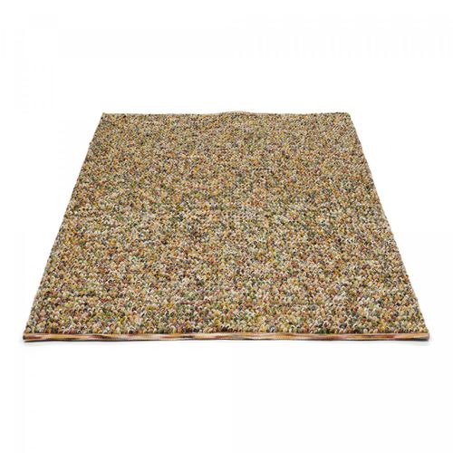 Tapis Entrée 140x200 Tissé En Laine Vert Et Beige Rectangle Motif Faux Uni