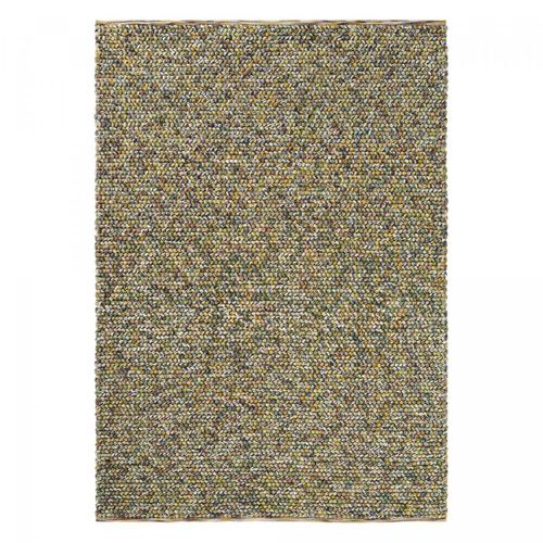 Tapis Entrée 140x200 Tissé En Laine Vert Et Beige Rectangle Motif Faux Uni