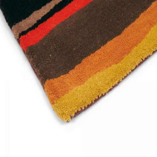 Tapis Chambre 160x230 Tissé En Laine Rouge Et Orange Rectangle Motif Géométrique