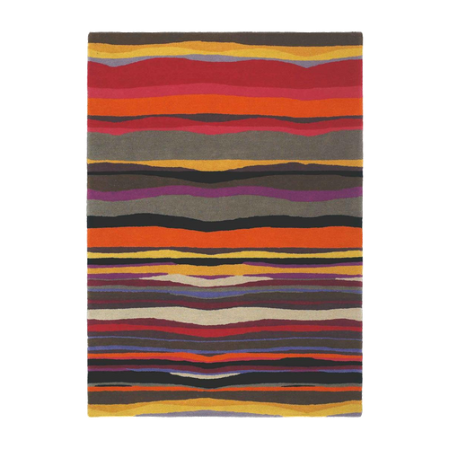 Tapis Chambre 160x230 Tissé En Laine Rouge Et Orange Rectangle Motif Géométrique