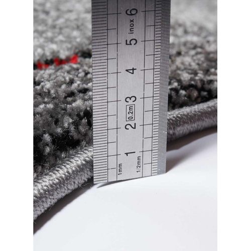 Tapis Carré 100x100 Rouge Et Gris Motif Géométrique Pour Salon Et Chambre