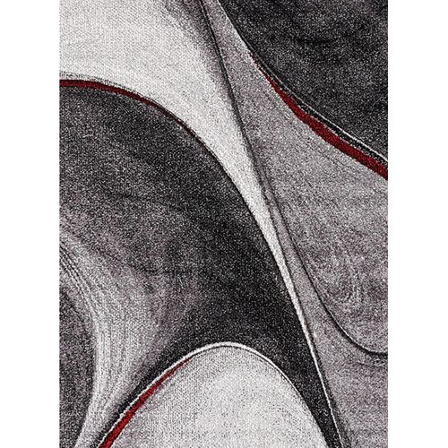 Tapis Carré 100x100 Rouge Et Gris Motif Géométrique Pour Salon Et Chambre