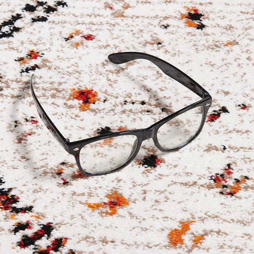 Tapis Salon 160x160 Tissé Crème Carré Motif Berbère Moryla C