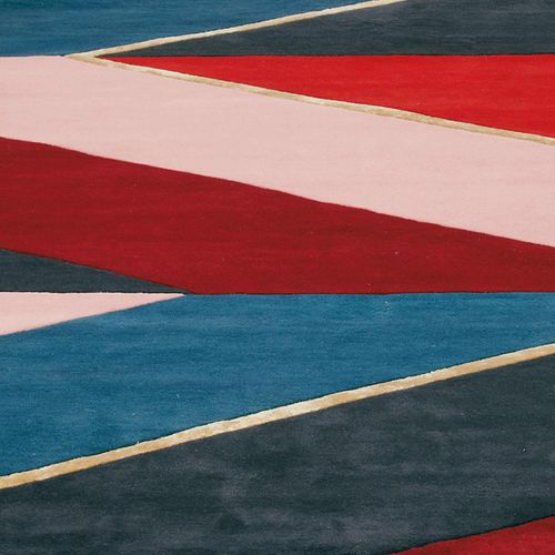 Tapis Chambre 170x240 Fait à La Main En Laine Rose Et Rouge Motif Géométrique