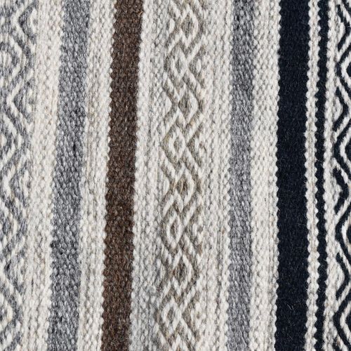 Tapis Kilim 200x290 Rectangle Fait à La Main En Laine Beige Et Marron
