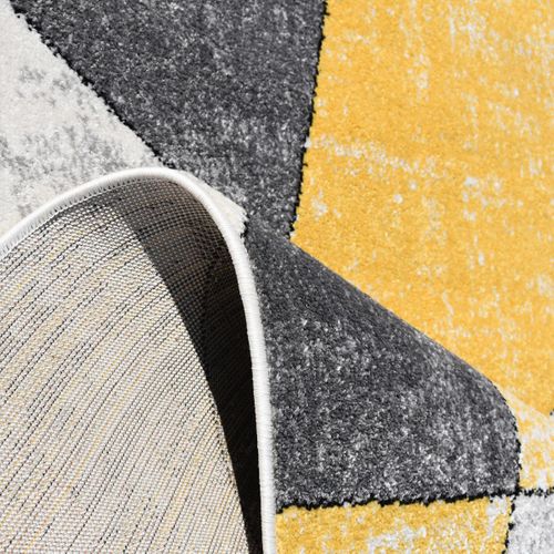 Tapis Salon 200x280 Tissé Jaune Et Gris Rectangle Motif Géométrique Rosaline