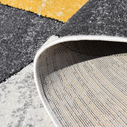 Tapis Salon 200x280 Tissé Jaune Et Gris Rectangle Motif Géométrique Rosaline