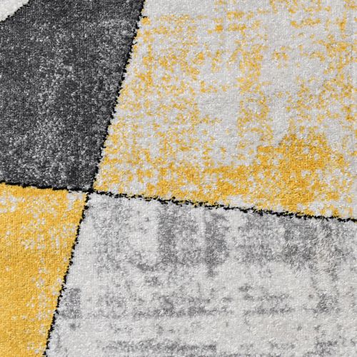 Tapis Salon 200x280 Tissé Jaune Et Gris Rectangle Motif Géométrique Rosaline