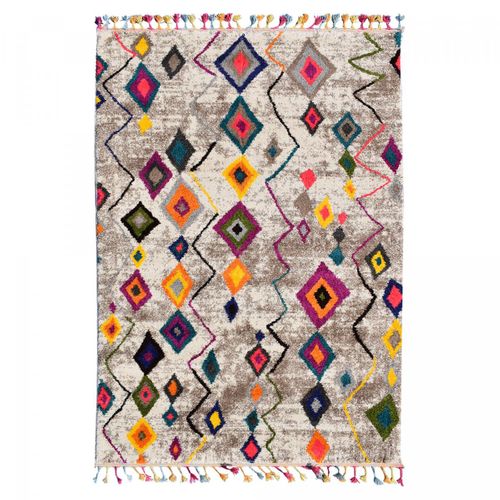 Tapis Berbère 120x170 Tissé Motif Ethnic Lyn5 Essaro Gris Et Rouge