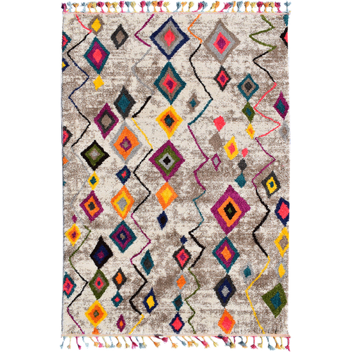 Tapis Berbère 120x170 Tissé Motif Ethnic Lyn5 Essaro Gris Et Rouge