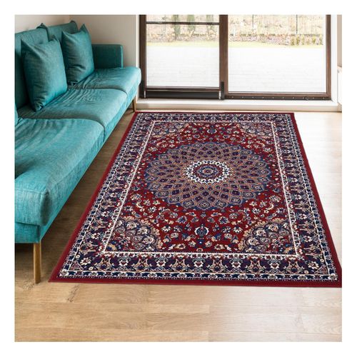 Tapis Oriental 240x330 Rectangle Crème Et Rouge Tissé Motif Ethnique Lyn1 Rosor