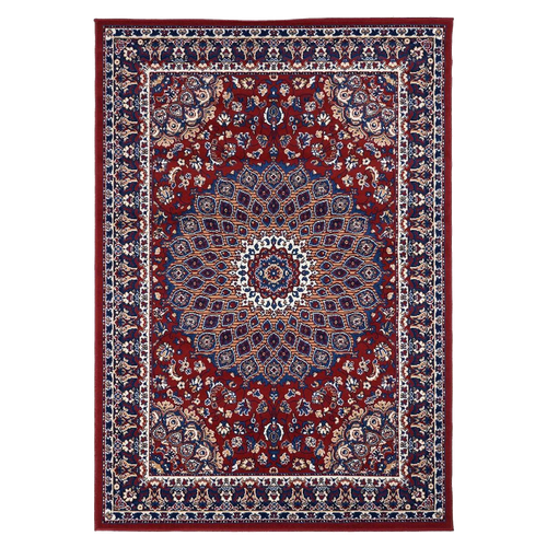 Tapis Oriental 240x330 Rectangle Crème Et Rouge Tissé Motif Ethnique Lyn1 Rosor