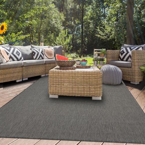 Tapis Extérieur 80x150 Tissé Kilim Anthracite Gegia