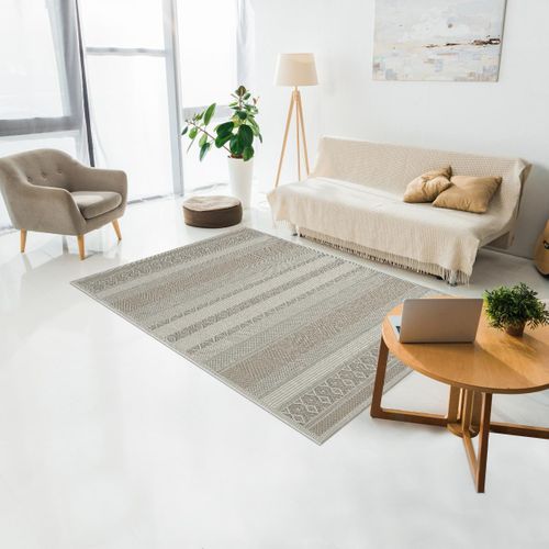 Tapis Exterieur Cancun Ex Beige 80x150 En Polypropylène Doux Et Soyeux