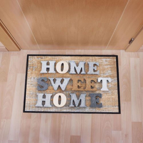 Paillasson Sweat Home Beige 40x60 Fait En Europe En Polyamide Doux Et Soyeux