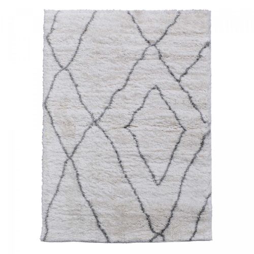 Tapis Longs Poils Shaggy 200x280 Rectangle Tissé Crème Motif Berbère Lyn4 Doux 6