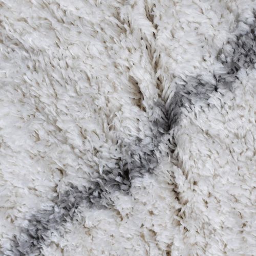 Tapis Longs Poils Shaggy 200x280 Rectangle Tissé Crème Motif Berbère Lyn4 Doux 6