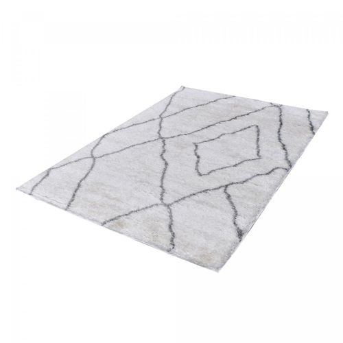 Tapis Longs Poils Shaggy 200x280 Rectangle Tissé Crème Motif Berbère Lyn4 Doux 6