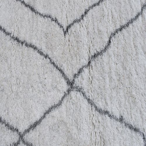 Tapis Longs Poils Shaggy 200x280 Rectangle Tissé Crème Motif Berbère Lyn4 Doux 6