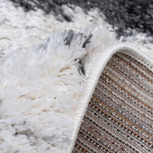 Tapis Longs Poils Shaggy 60x110 Rectangle Tissé Crème Motif Berbère Lyn4 Doux 5
