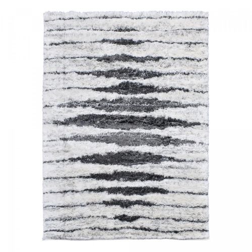 Tapis Longs Poils Shaggy 60x110 Rectangle Tissé Crème Motif Berbère Lyn4 Doux 5