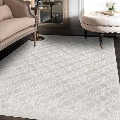 Tapis Couloir 80x280 Tissé Beige Rectangle Motif Géométrique Periu