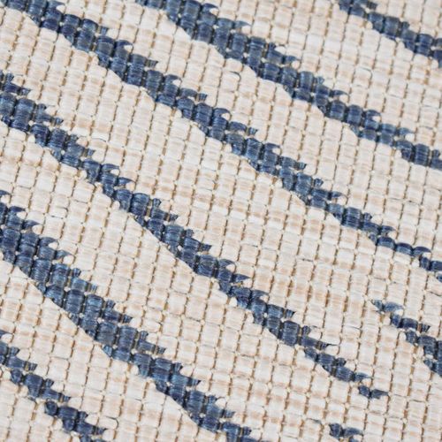 Tapis Rond D'extérieur, Kilim Reversible Ø160cm Lyn2 B Rond Reversible Bleu Et Crème