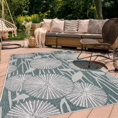 Tapis Extérieur, Kilim Reversible 200x290 Lyn2 Ax Reversible Vert Et Crème