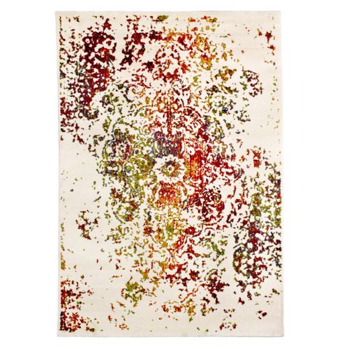 Tapis Oriental Ø120cm Rond Multicolore Tissé Motif Ancestral Destruct 2