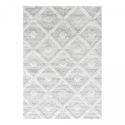 Tapis Chambre Ø160cm Tissé Gris Et Blanc Rond Motif Scandinave Pistioum