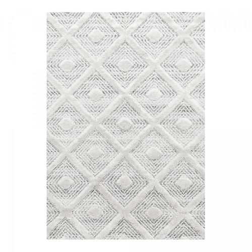 Tapis Chambre Ø160cm Tissé Gris Et Blanc Rond Motif Scandinave Pistioum