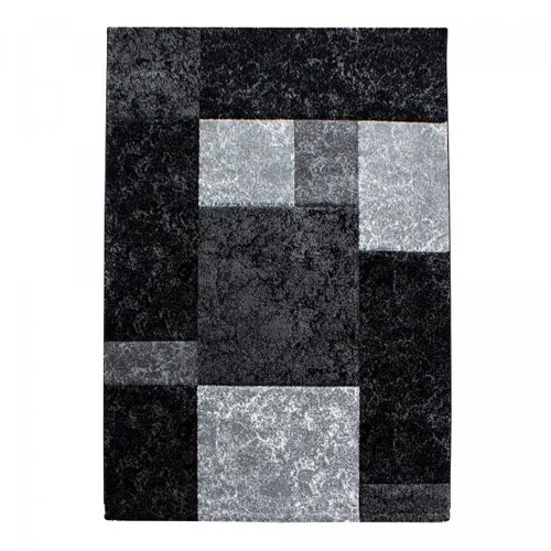 Tapis Salon 160x230 Tissé Noir Et Gris Rectangle Motif Géométrique Cararelle