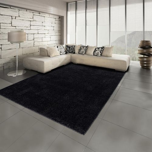 Tapis Salle à Manger 240x340 Tissé Anthracite Rectangle Motif Uni Soula