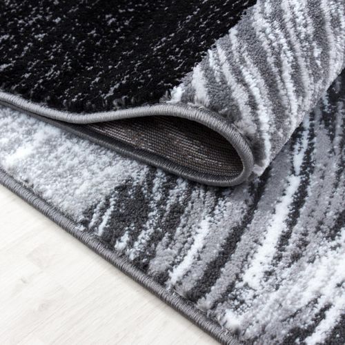 Tapis Entrée 80x150 Tissé Noir Et Gris Rectangle Motif Géométrique Ploni