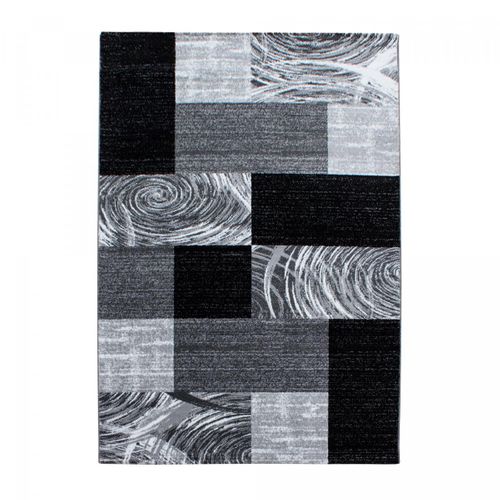 Tapis Entrée 80x150 Tissé Noir Et Gris Rectangle Motif Géométrique Ploni