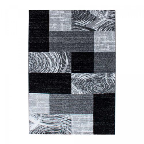 Tapis Entrée 80x150 Tissé Noir Et Gris Rectangle Motif Géométrique Ploni